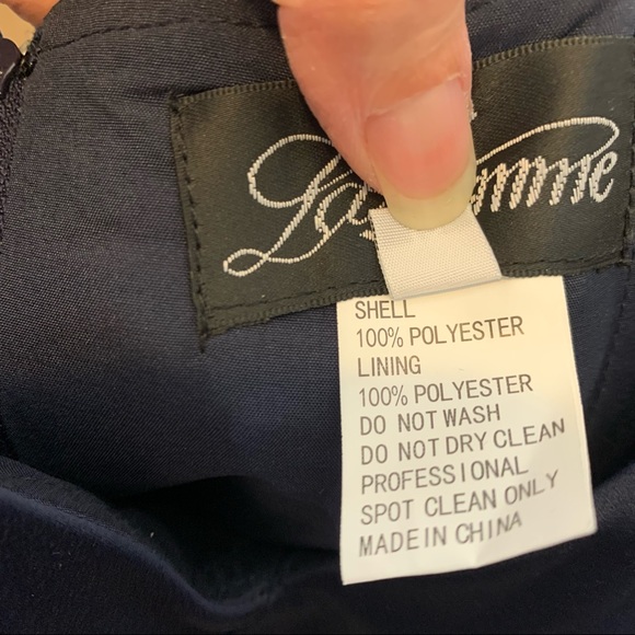 La Femme Beaded Ruched Floor Length Navy Gown EUC - Picture 12 of 13